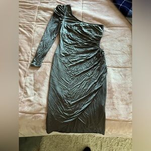 Women’s one side long sleeve dress.  Gray.  Size medium